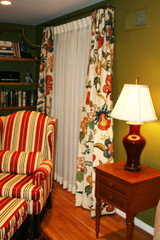 Custom Drapes by Lynn Chalk in Schumacher Celerie Kemble Hot House Flowers Spark installed in clients house.