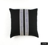 Schumacher Arches Narrow Trim Black and Off White on Black Linen 22 X 22 Pillow