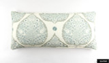 Galbraith & Paul Lotus Pillow in Mineral on Cream with self welting (16 X 36)