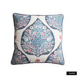 Galbraith & Paul Lotus Pillow in Lapis on Logan Natural Linen with Navy Welting (20 X 20)
