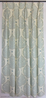 Custom Drapes in Galbraith & Paul Lotus in Mineral on Cream Linen