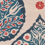 Lotus in Lapis on Natural Linen