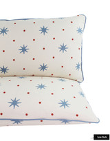 Sister Parish Serendipity fabric Blue Orange Pillows with Samuel Sons French Piping in Azure (14 X 36)