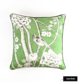 Custom Pillows 24 X 24 in Mary McDonald Chinois Palais in Lettuce with Robert Allen Kilrush II Nickel Welting
