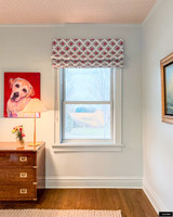 Peter Dunham Starburst Roman Shades shown in Blue Red