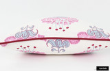 Pillow in Katie Ridder Peony in Raspberry with Kravet Dublin Linen Lipstick Red Welting