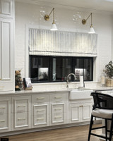 Schumacher Veere Grenney Woodperry Custom Roman Shade in Kitchen (shown in Blue - comes in other colors)