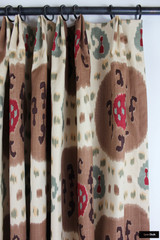 Custom Drapes in Samarkand Cotton and Linen Print Brown on Beige BR-71110_08