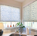 Kitchen Roman Shades in Talavera Cotton Linen Blue BR-79204 222