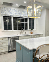 Double Width Faux Roman Shade in Talavera Cotton Linen Blue BR-79204 222. 101" Wide 21" Long