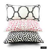 Pillows in Riad Black, Les Touches Pink and Schumacher Ming Fret in Black