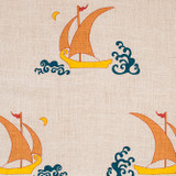 Katie Ridder Beetlecat Fabric in Apricot on Natural Linen