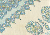 Persepolis Celeste Blue on Cream Linen HC1490C-01