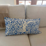 ON SALE -Quadrille China Seas Arbre De Matisse Reverse Pillow China Blue on Tint 2035-40 w/self welting (Front Only-12 X 24) Made To Order