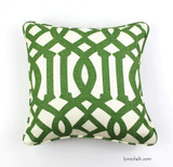 ON SALE -Schumacher Imperial Trellis in Treillage/Ivory (Green) Pillows with Welting/Piping (Front Only - Made To Order)