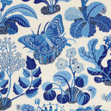 Schumacher Fabric Exotic Butterfly in Marine 176183