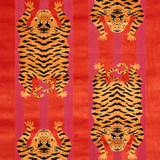 Schumacher Jokhang Tiger Velvet Red & Pink 77231