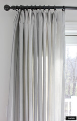 Drapes in Schumacher Audrey Stripe Grey 71372