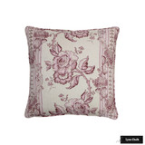 Pillow with Welting in Quadrille Toile Des Roses Pinks on Pale Pink on Linen 306770F-01L