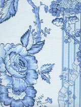 Quadrille Toile Des Roses Blues on Pale Blue on Linen 306770F-04L