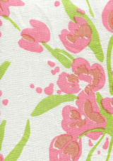 Quadrille Tulips Sheer Pinks Green on White Linen 7270-05SH