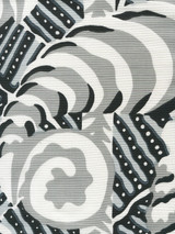 Quadrille Alan Campbell Ferns Black Grey on White Linen Cotton AC100-21W