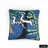 Pillow with Welting in Schumacher Antelopes Cobalt 177572