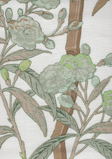 Quadrille Enchanted Garden Bamboo Multi Greens Taupe on White LC 303810F-06WLC