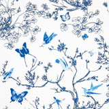 Schumacher Birds and Butterflies Wallpaper Porcelain 2704421