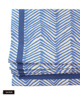Quadrille Alan Campbell Zig Zag Custom Roman Shade with or without Trim (shown in French Blue on Tint with Samuel & Sons Grosgrain Myrtle Ribbon Trim) Made To Order