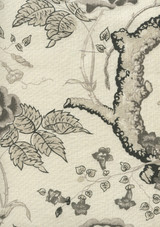 Quadrille Tree Peony Charcoal Grays on Ecru 302255C-01