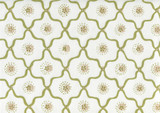 Quadrille Longfellow Moss Green Taupe on White Cotton 306320C-07CTT