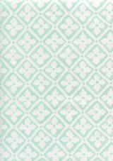 Quadrille Puccini Custom Aqua on White Linen Cotton 306330C-CSTA