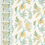 Schumacher Indali Bordered Linen Rose and Indigo 180112