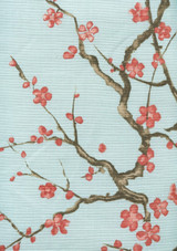 Quadrille Cherry Branch Pale Blue Linen Cotton 306506F