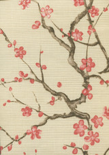 Quadrille Cherry Branch Multi on Creme Linen Cotton 306503F