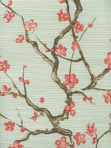Quadrille Cherry Branch Pale Celadon on Linen Cotton 306505F