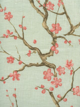 Quadrille Cherry Branch Pale Celadon on Curtain Linen 306500C-05