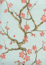 Quadrille Cherry Branch Pale Blue Curtain Linen 306500C-06