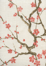 Quadrille Cherry Branch Multi on Creme Curtain Linen 306500C-01