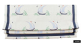 Katie Ridder Beetlecat Roman Shade in Lavender Blue with Samuel & Sons Navy Trim