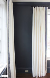 Drapes with Fabricut Athens Key Sapphire 213219 Trim 