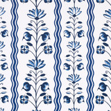 Schumacher Wallpaper Delft Waves Blue 5014380
