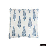 Custom Pillow with 1/2" Self Flange in Schumacher Juniper Block Print Blue