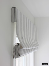 Roman Shade in Schumacher Audrey Stripe Grey 71372