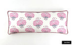 Pillow in Katie Ridder Peony in Raspberry with Kravet Dublin Linen Lipstick Red Welting (14 X 36  in order to center floral pattern)