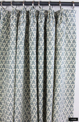 Custom Drapes in Volpi Slate Navy 304045F shown with Triple Euro Pleat