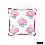 Pillow with Red Welting in Katie Ridder Peony (Raspberry)