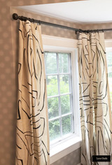 Kelly Wearstler for Lee Jofa Graffito Drapes in Living Room (shown in Linen/Onyx-comes in several colors)