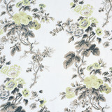 Schumacher Pyne Hollyhock Print Roman Shade (shown in Charcoal) Designed and Photographed by Brexton Cole Interiors 